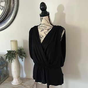 7 For All Mankind Drape Back Black Top Womens size XS